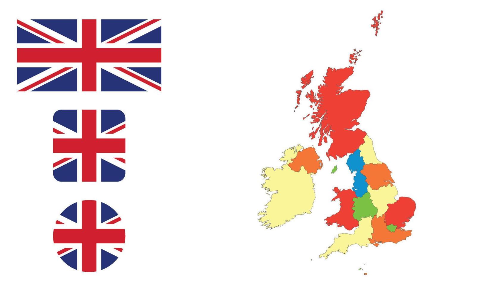 mapa y bandera del reino unido vector