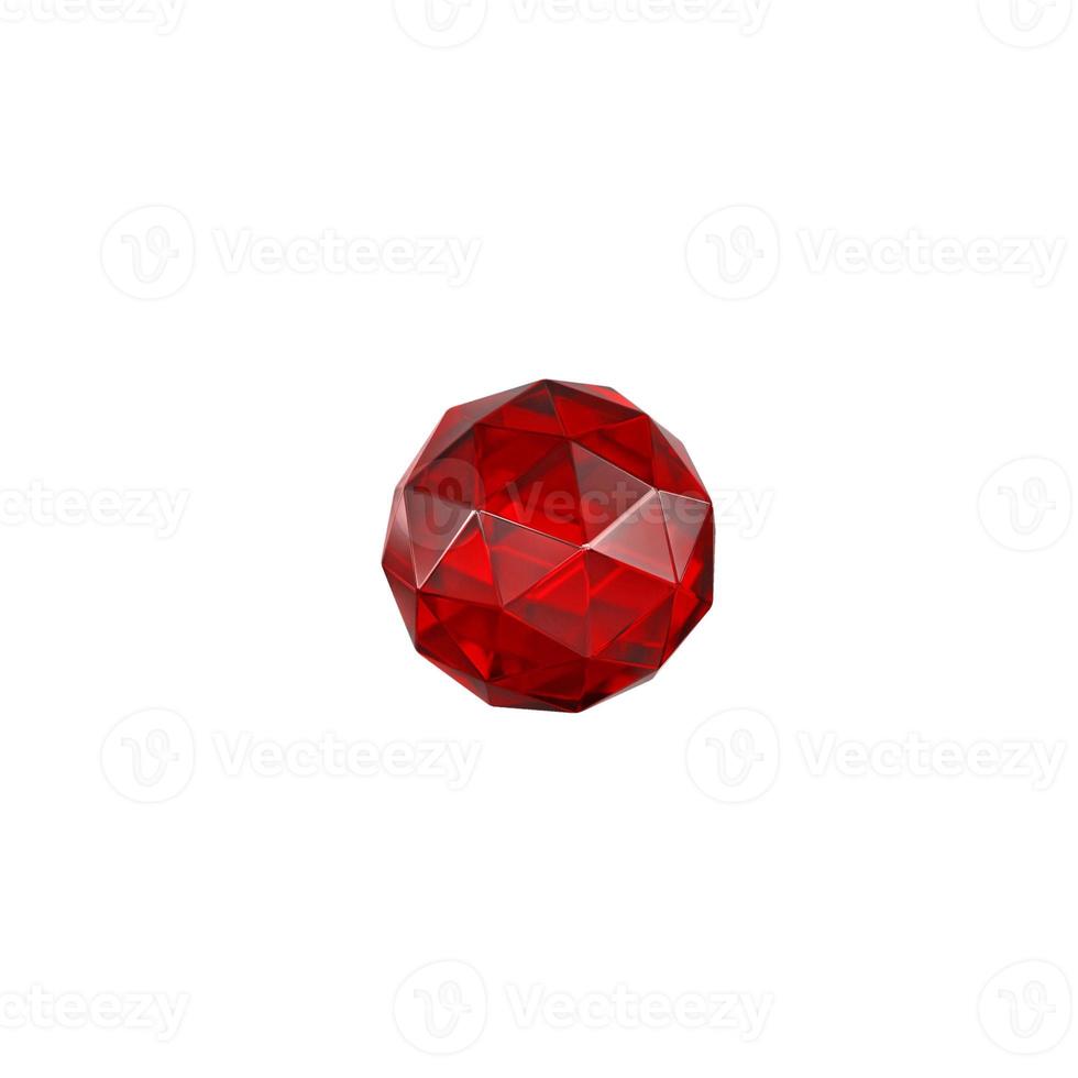 3D render, emerald red crystal isolated on white background, gems, natural nuggets, mysterious accessories photo