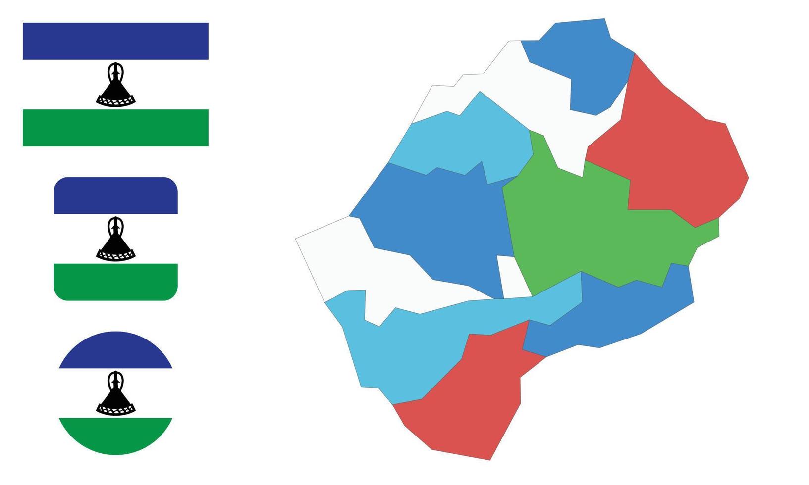 Map and flag of Lesotho vector