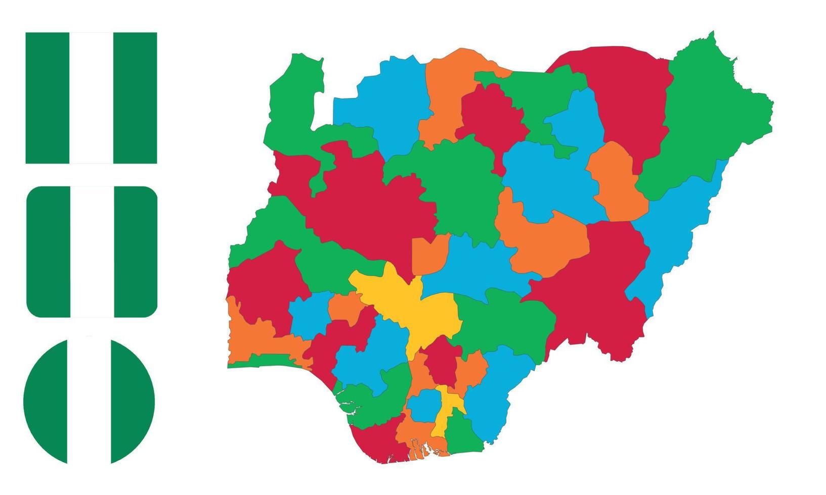 mapa y bandera de nigeria vector