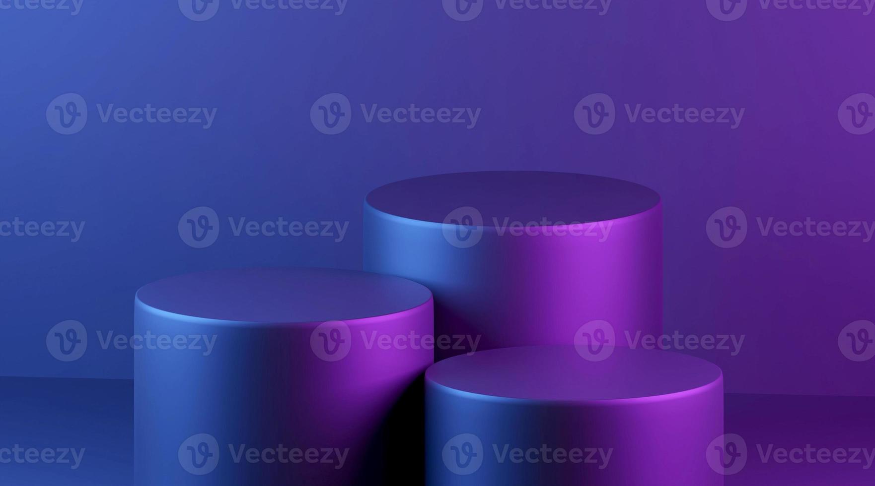 Purple cylinder for product display or exhibition on color purple background. 3D rendering photo