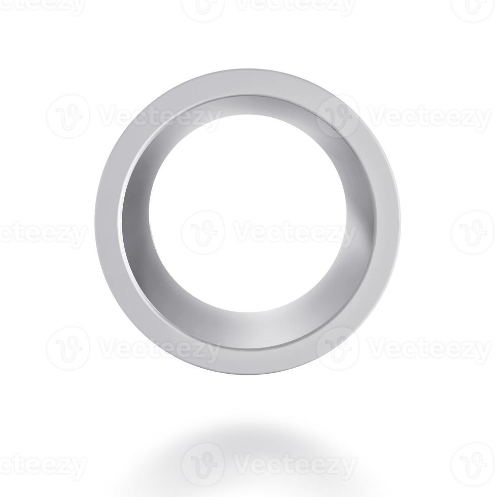 Silver color 3d ring isolated on white background. 3D render photo
