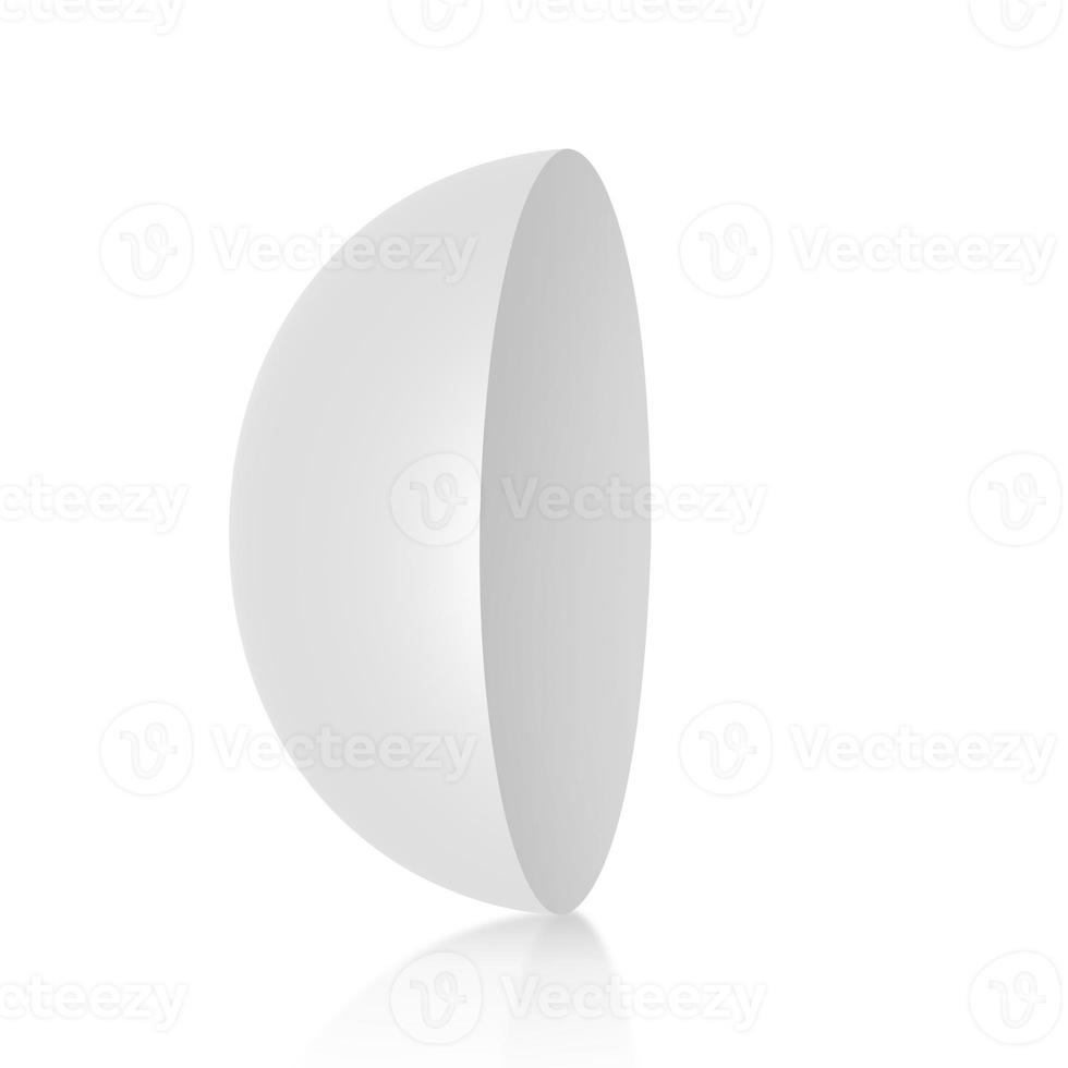 White Semi Sphere Mockup on white background. 3D render photo
