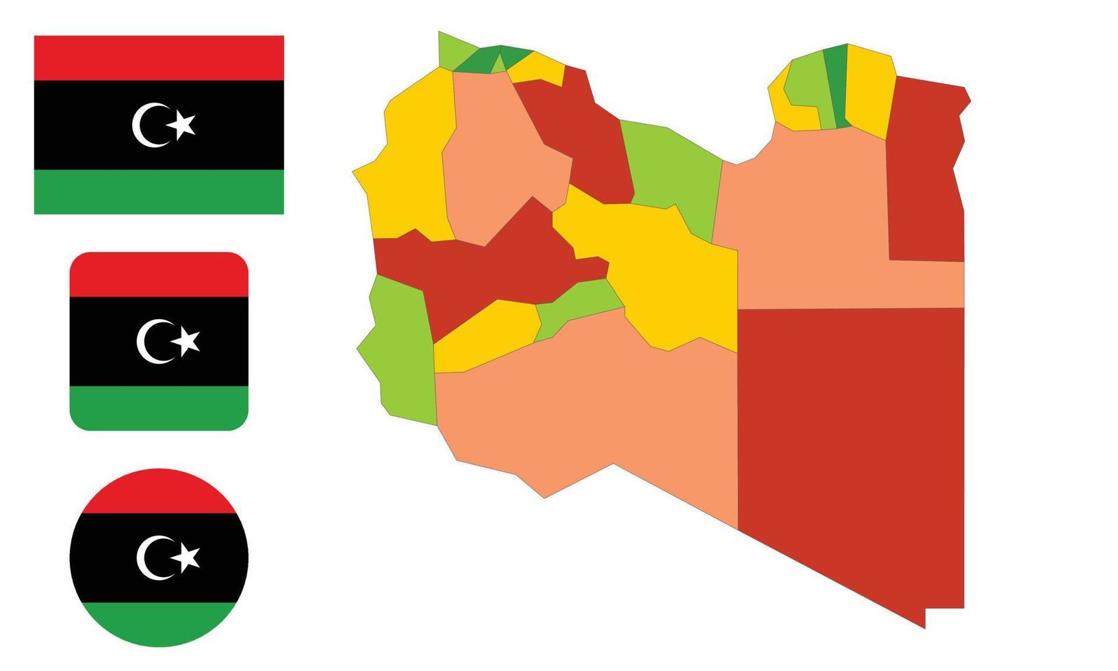 Map and flag of Libya vector