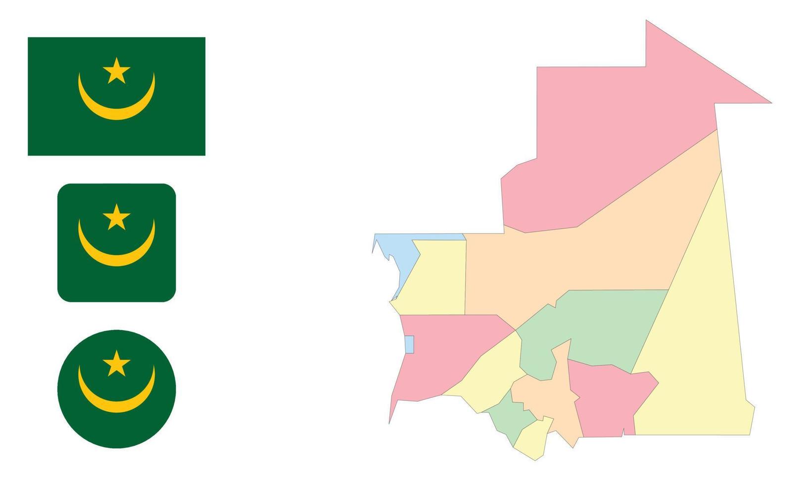 mapa y bandera de mauritania vector