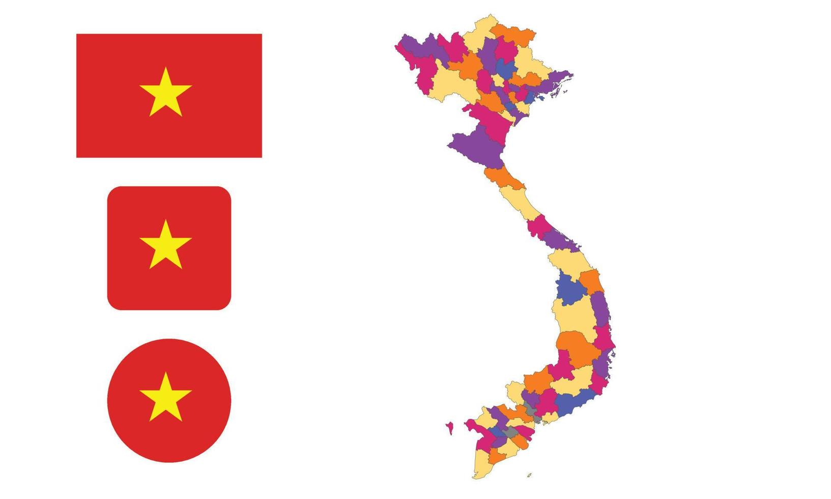 mapa y bandera de vietnam vector