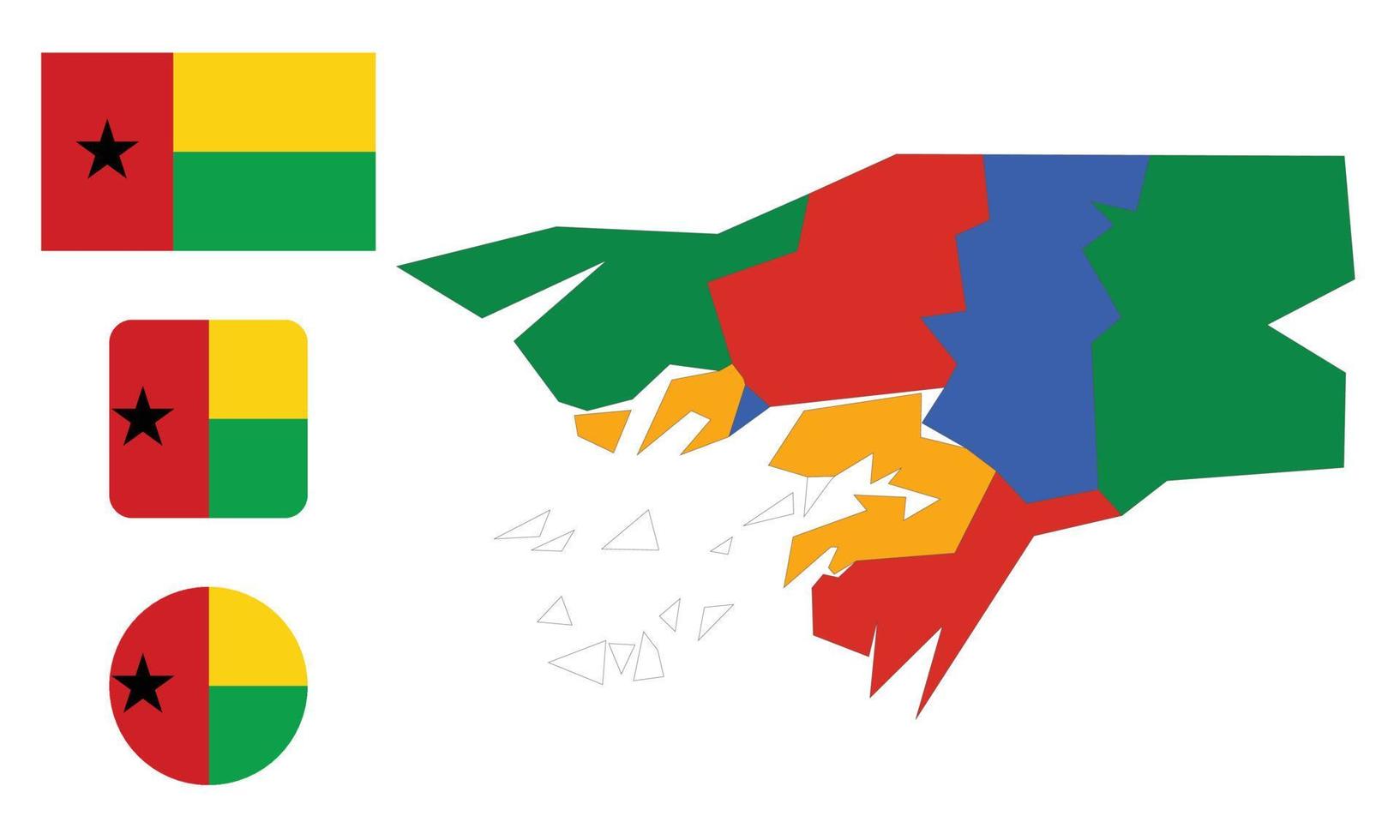 mapa y bandera de guinea bissau vector