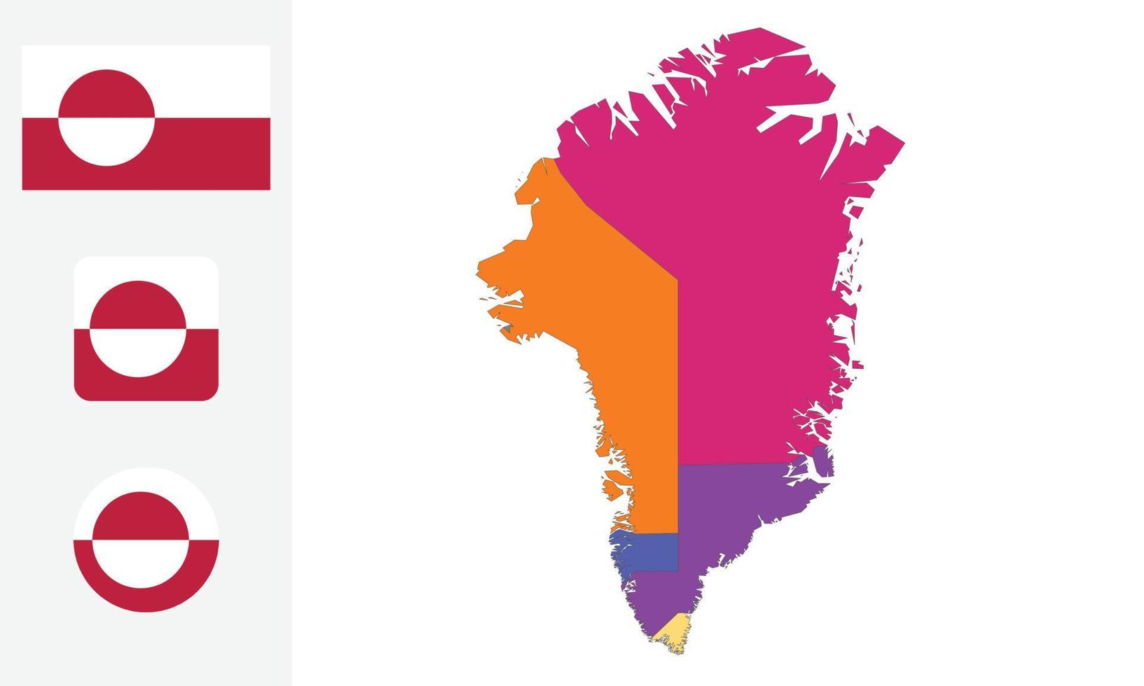 Map and flag of Greenland vector