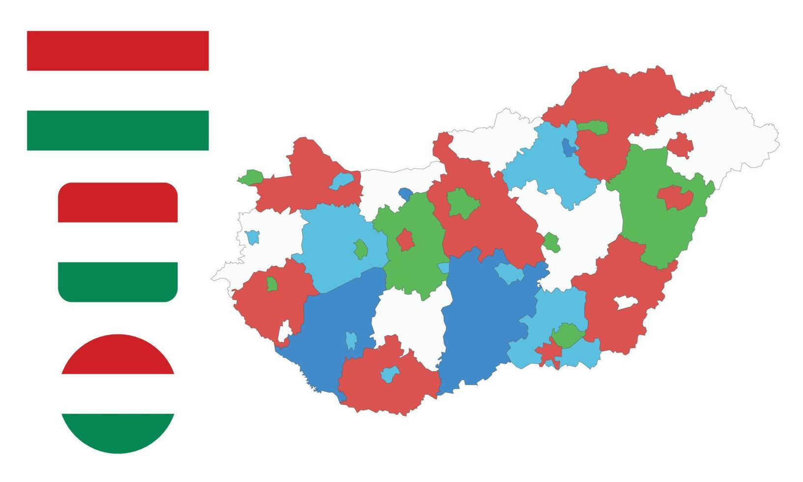 mapa y bandera de hungria vector