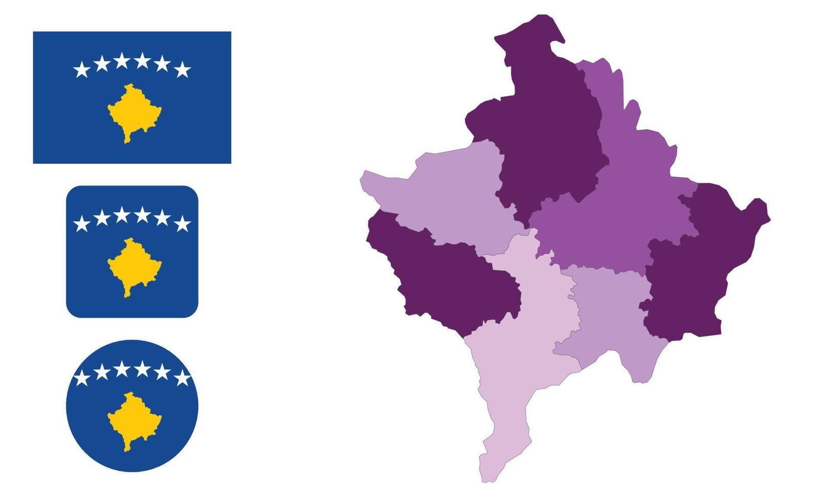 mapa y bandera de kosovo vector