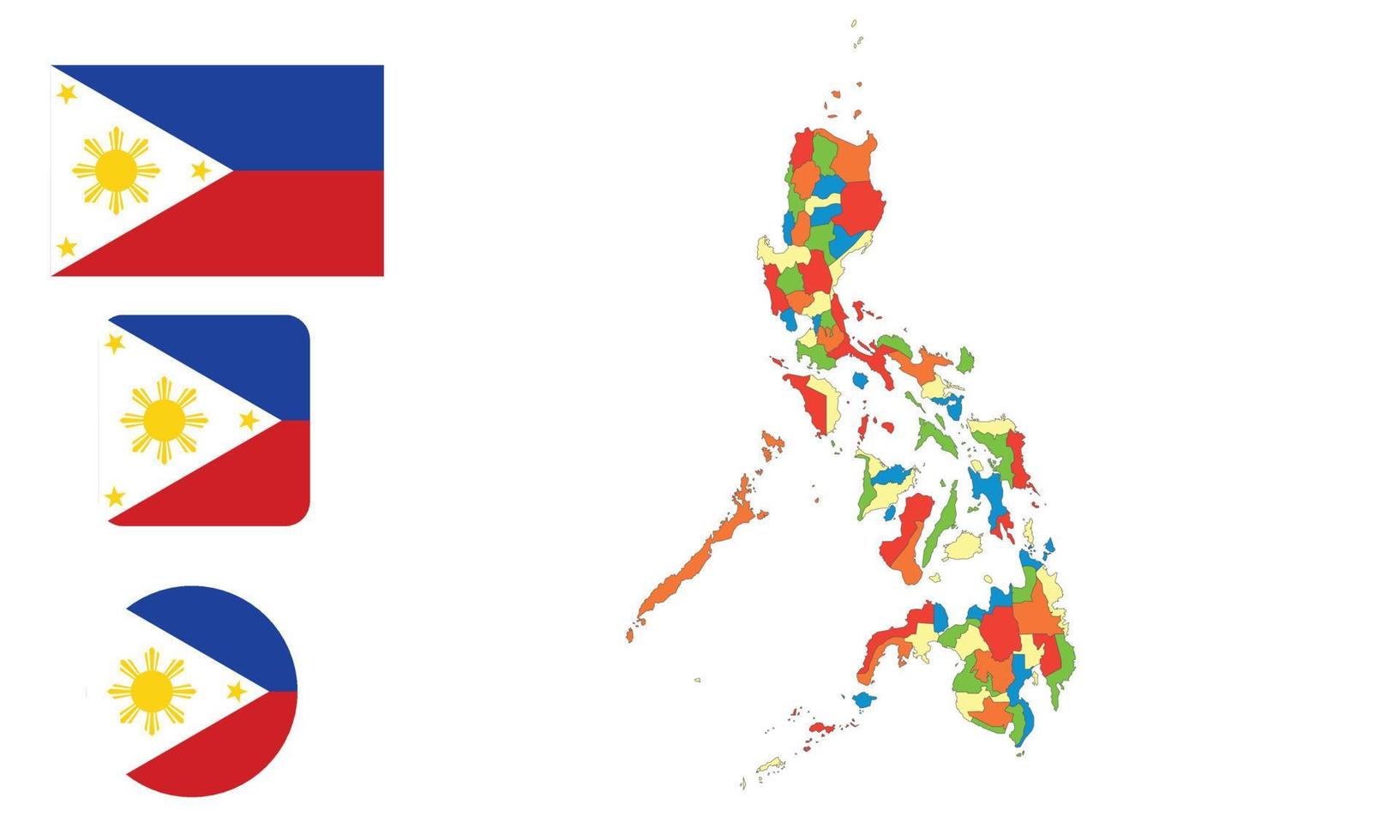 mapa y bandera de filipinas vector