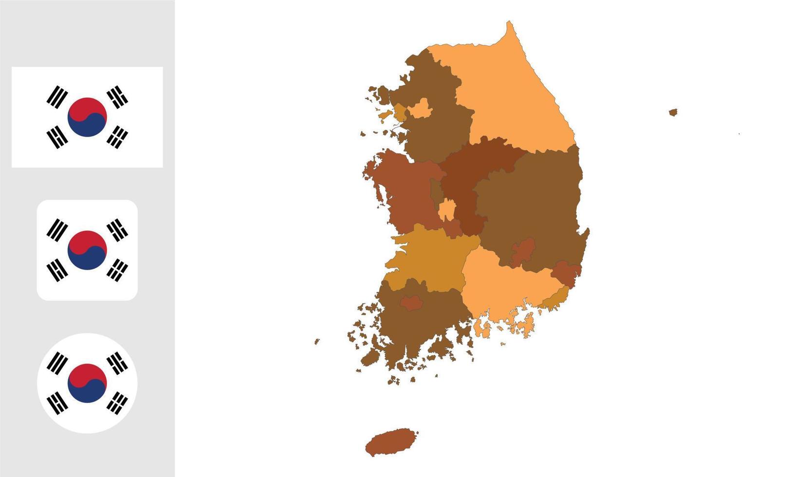 mapa y bandera de corea del sur vector