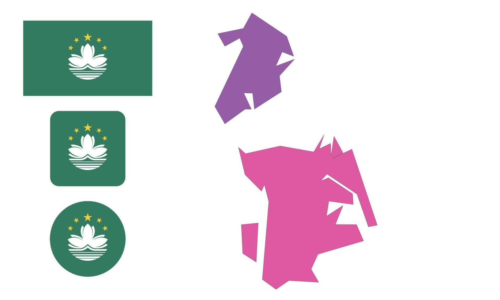 Map and flag of Macau vector