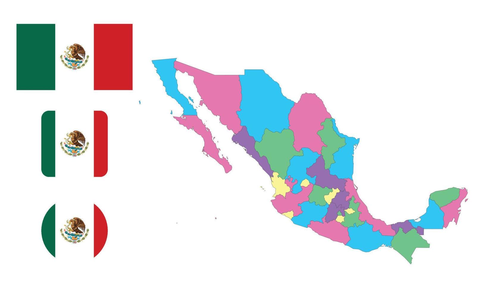 mapa y bandera de mexico vector