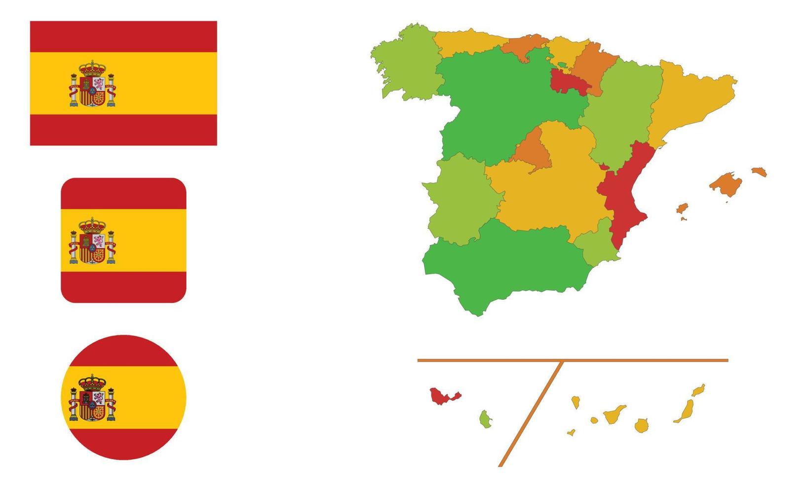 mapa y bandera de españa vector