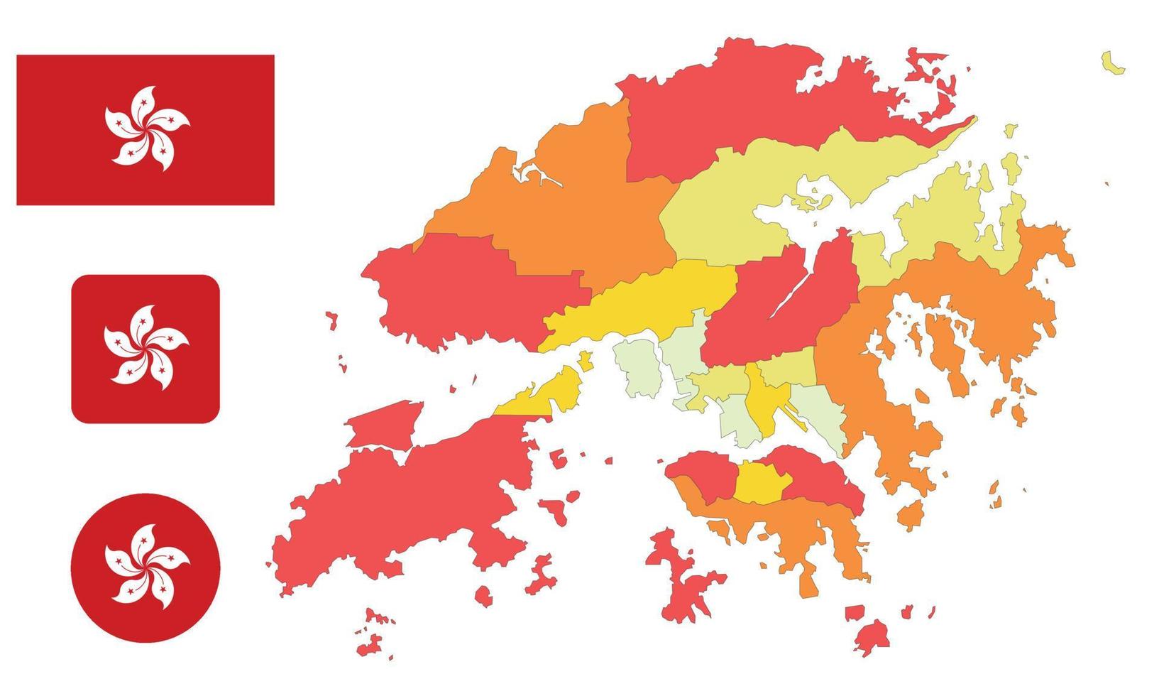 mapa y bandera de hong kong vector