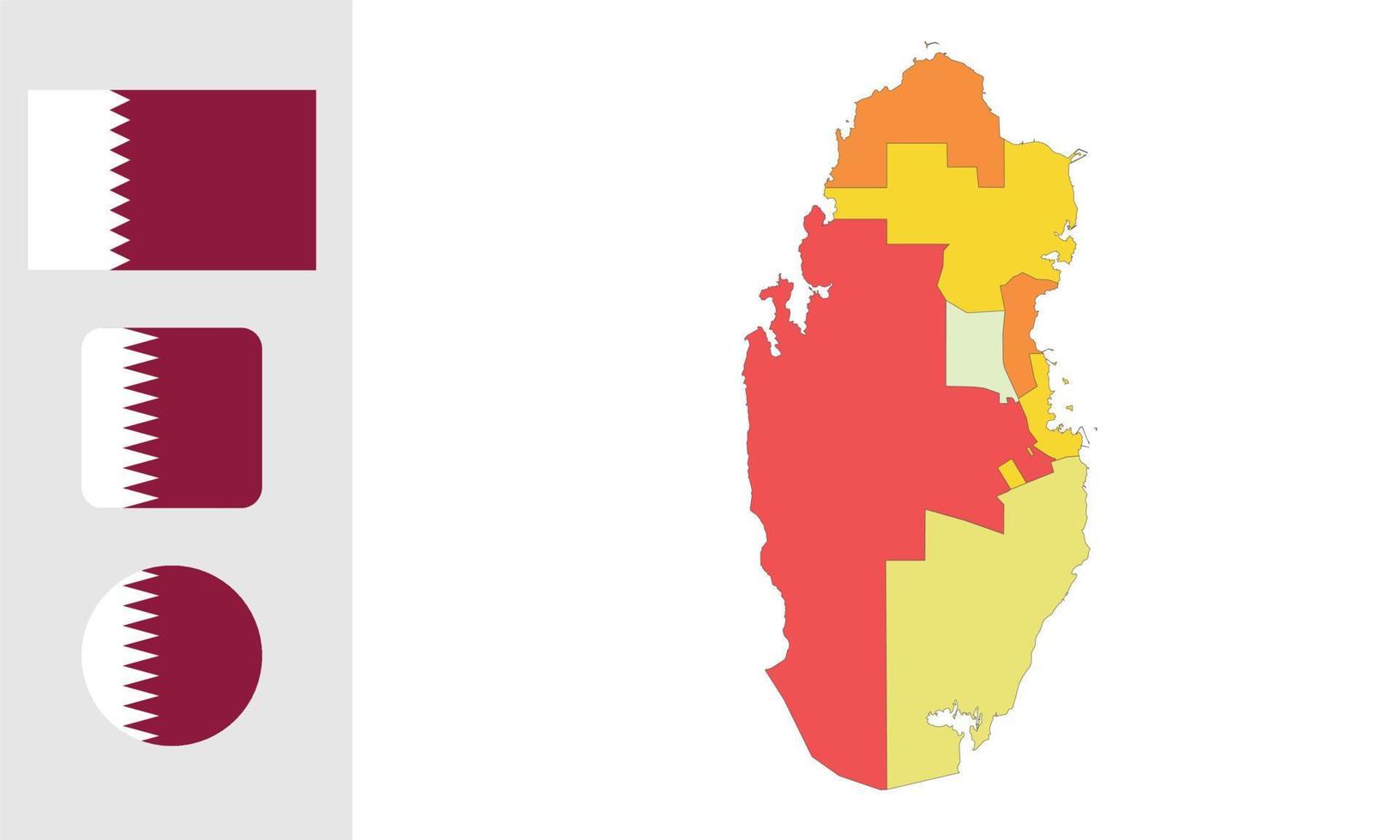 Map and flag of Qatar vector