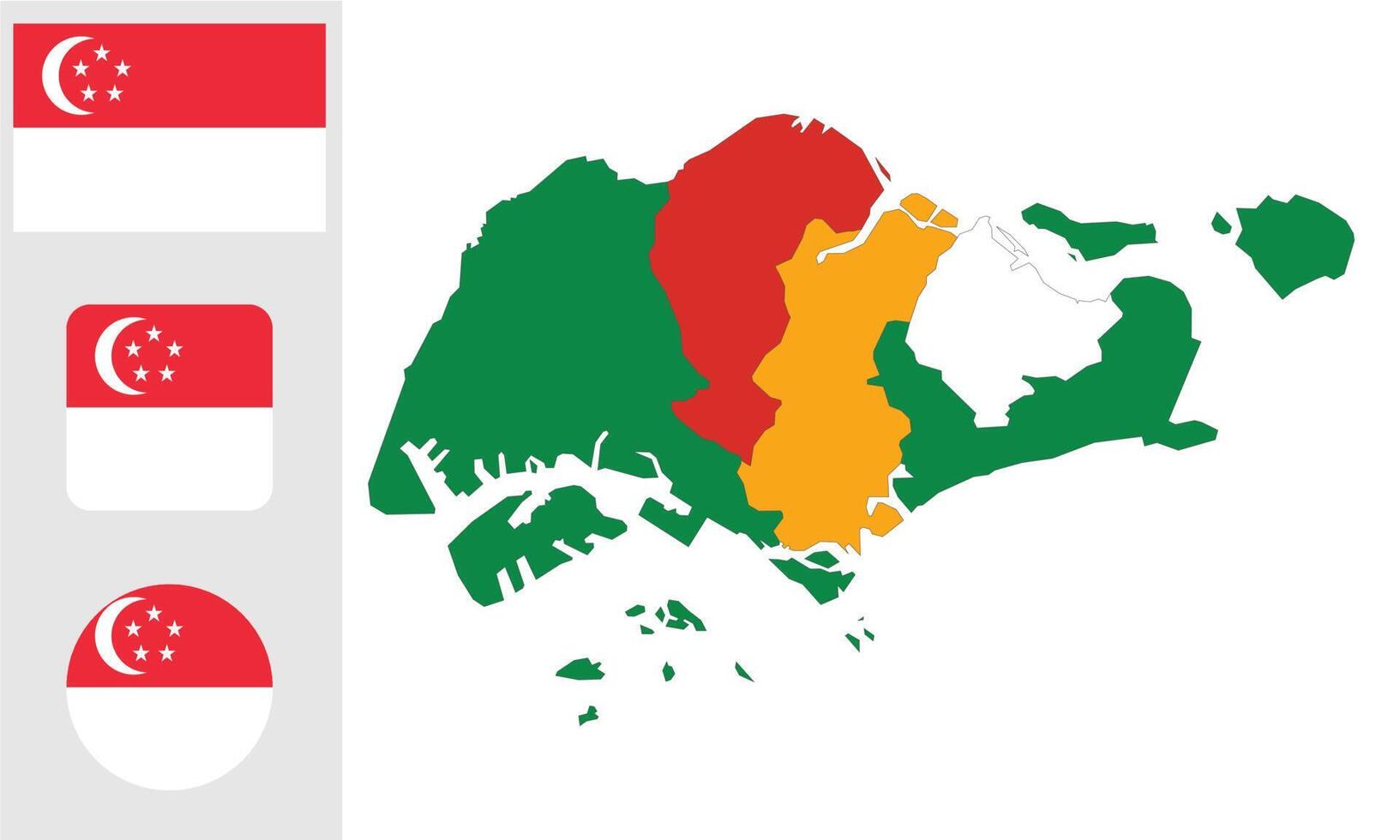 mapa y bandera de singapur vector