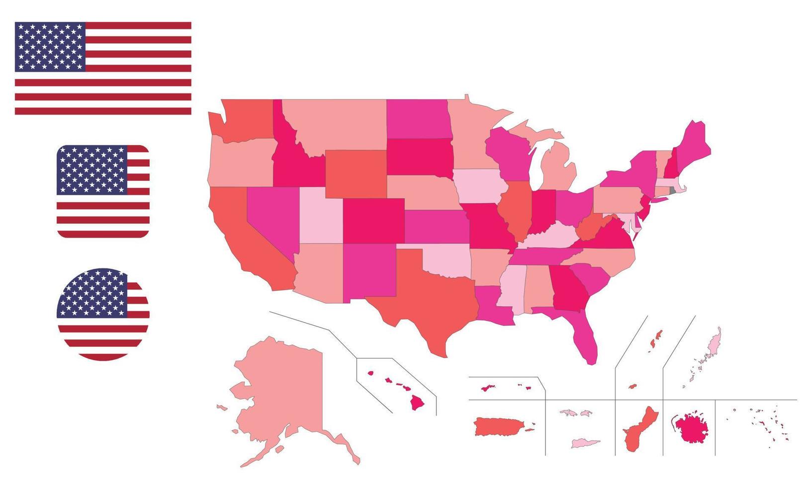 Map and flag of Usa Territorie vector