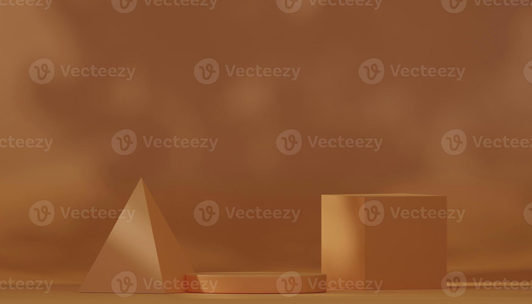 Bright brown stage podium 3d studio background Abstract 3D geometric object visualization. Business, technology and medical display and summer vacation products photo