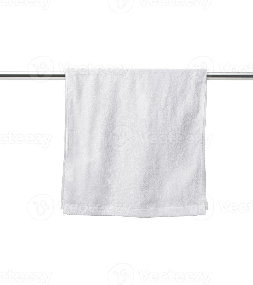 hanged terry towels isolated on white background photo