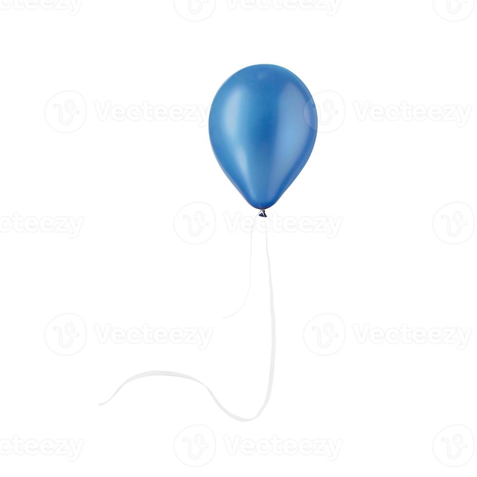 happy air blue flying balloon isolated on white background photo