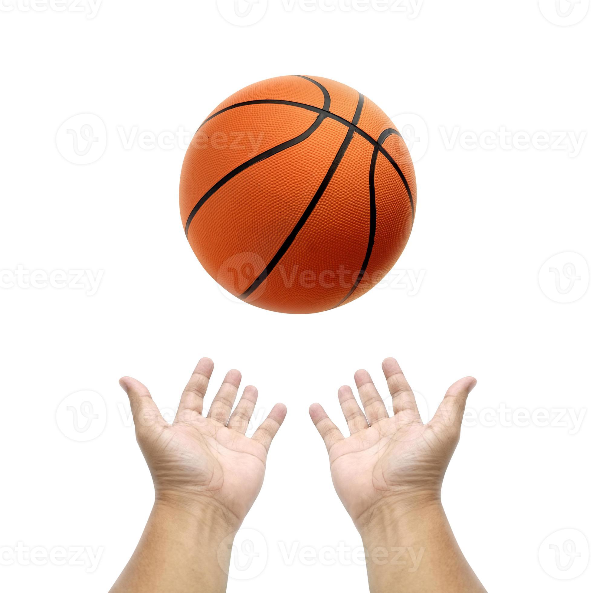 Hand holding basketball ball on white background 8212328 Stock Photo at Vecteezy