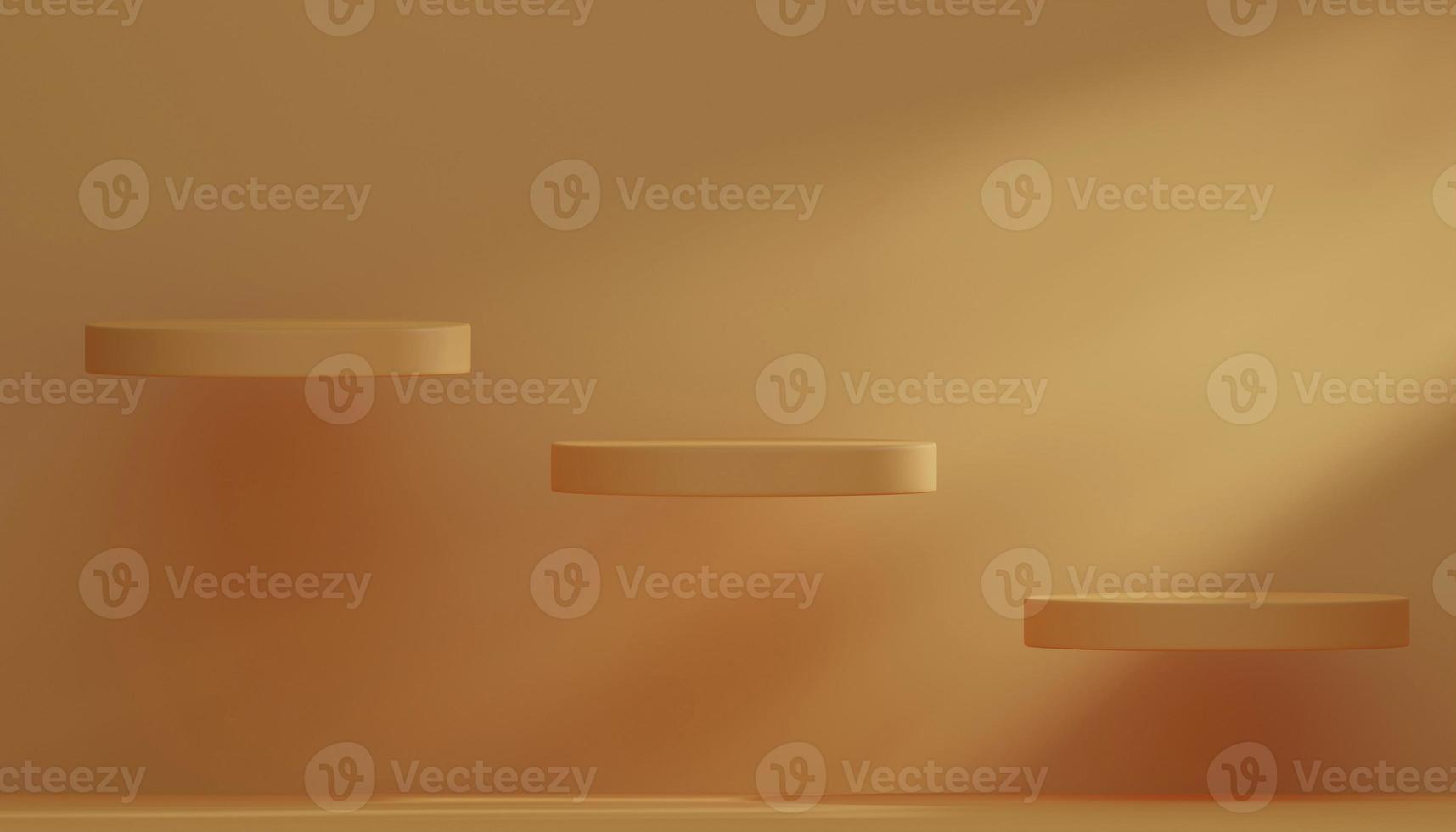 Minimal abstract background for product presentation. stair podium on brown background. 3d render illustration. Clipping path of each element included photo