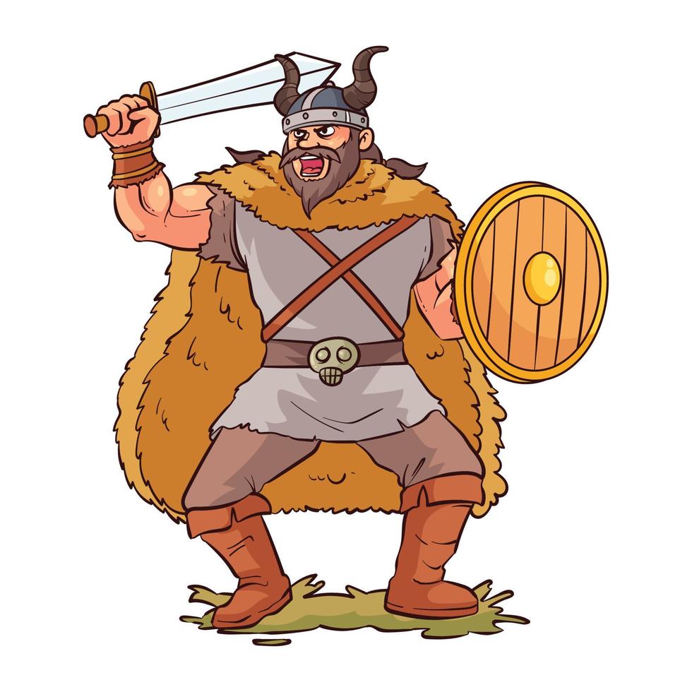 hand drawn viking warrior 1 vector