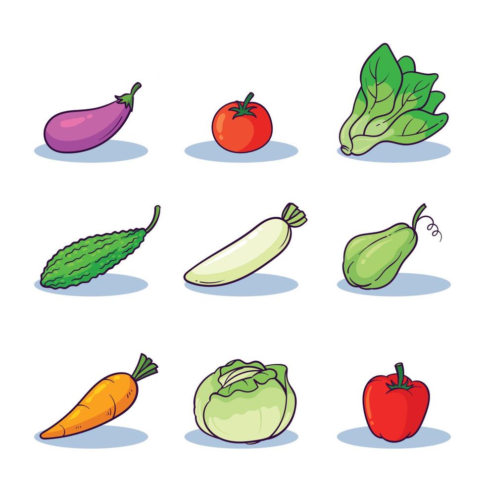 colección de verduras dibujadas a mano 1 vector