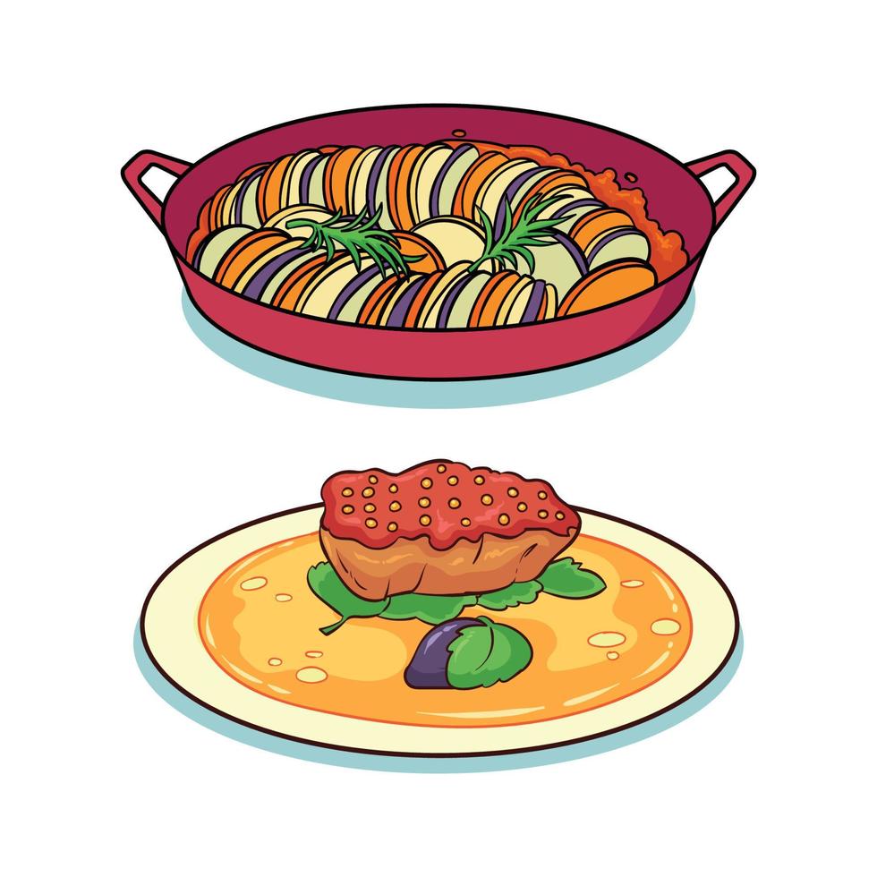 hand drawn typical food from france vector