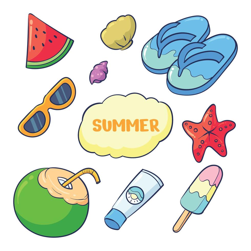 hand drawn summer collection 1 vector