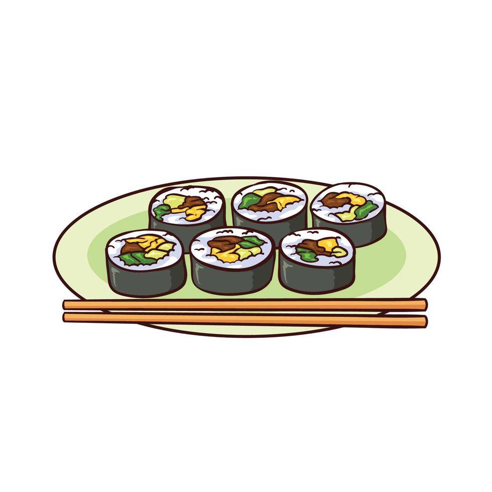 kimbap es una comida tipica de corea vector