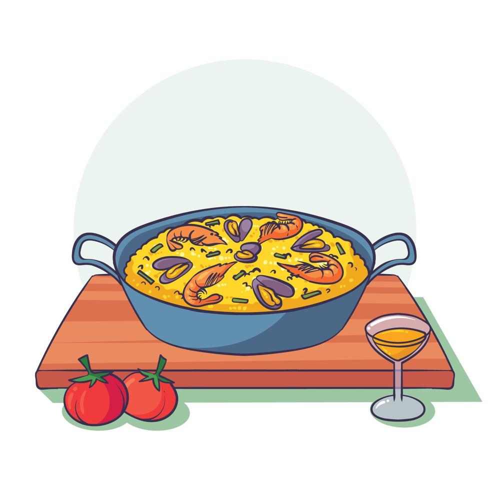 la paella es comida tipica de españa vector