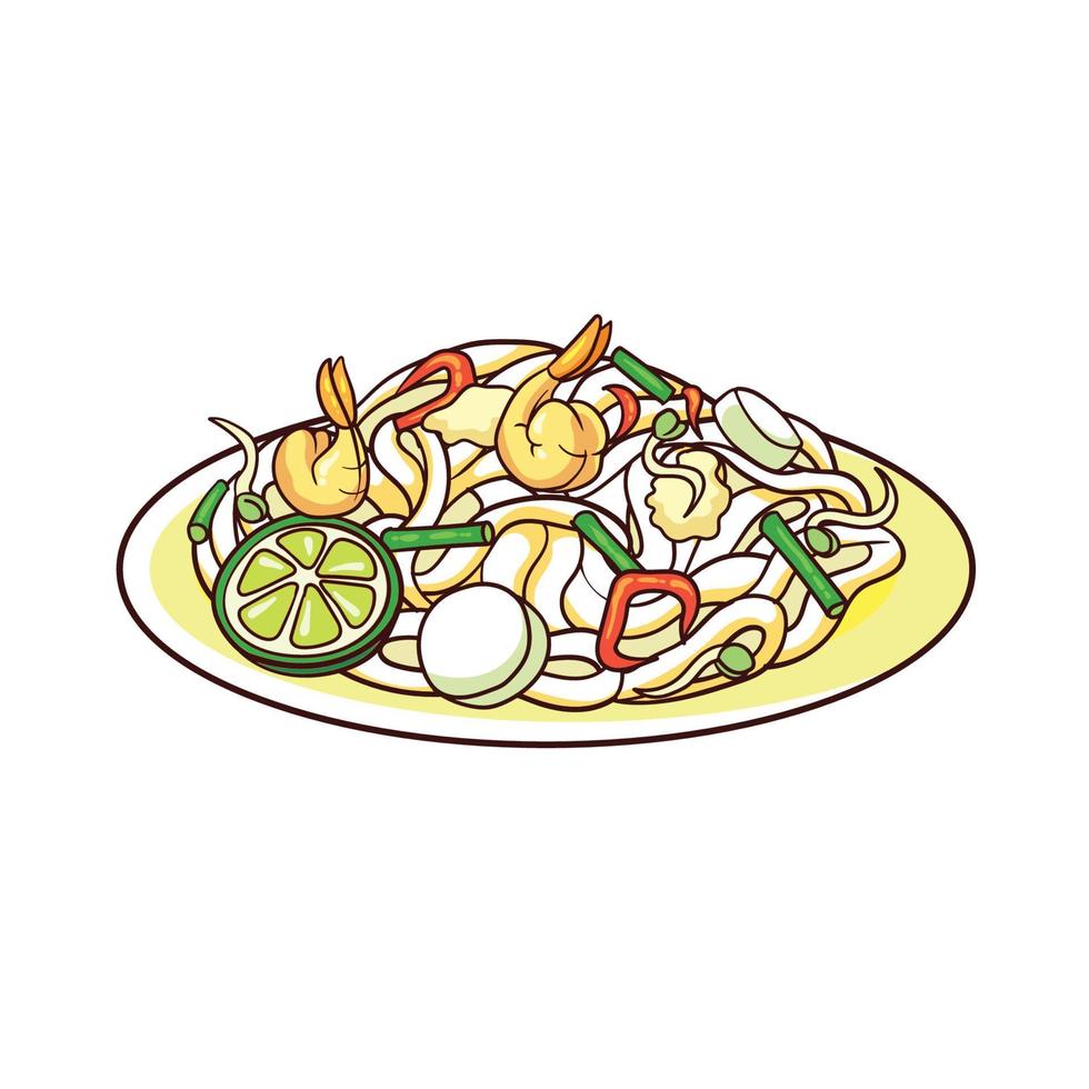 pad thai is a typical food from thailand vector