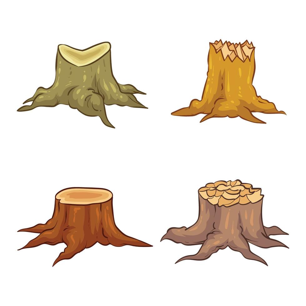 hand drawn felled tree stump vector