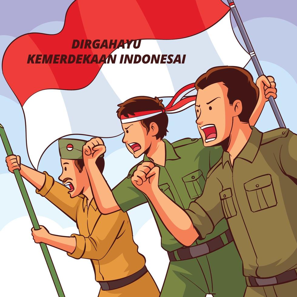 hand drawn dirgahayu indonesia illustration vector
