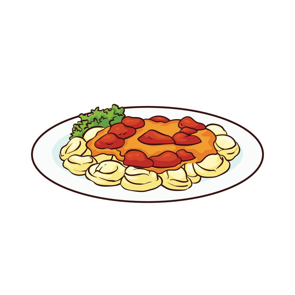 comida tortellini dibujada a mano 1 vector