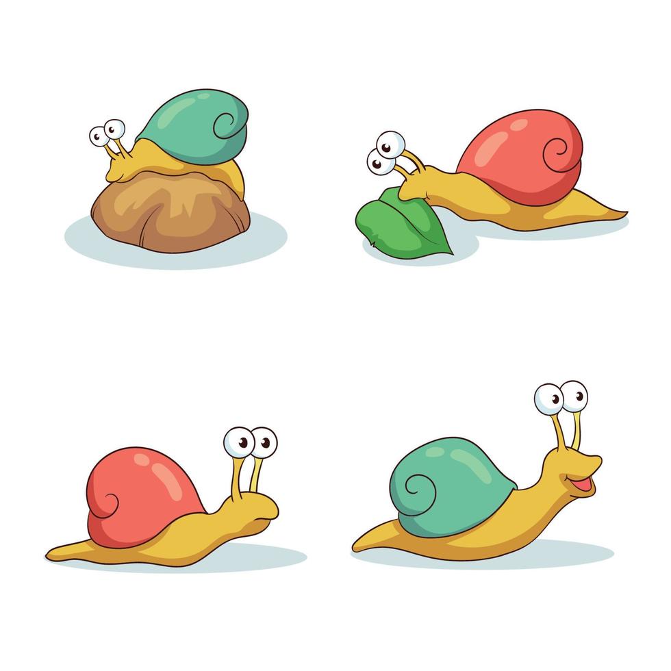 hand drawn various snail activities vector