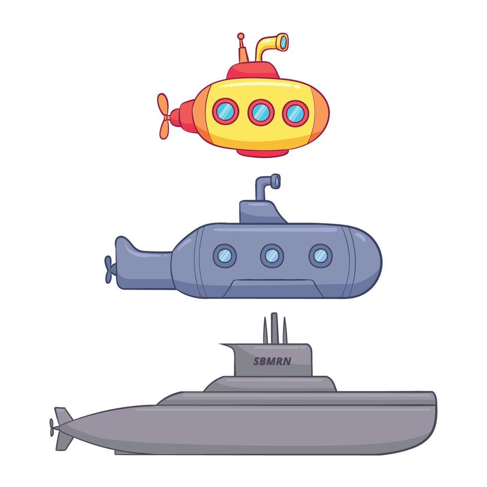 colección de submarinos dibujados a mano 1 vector