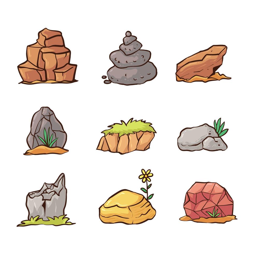 varias piedras dibujadas a mano 1 vector