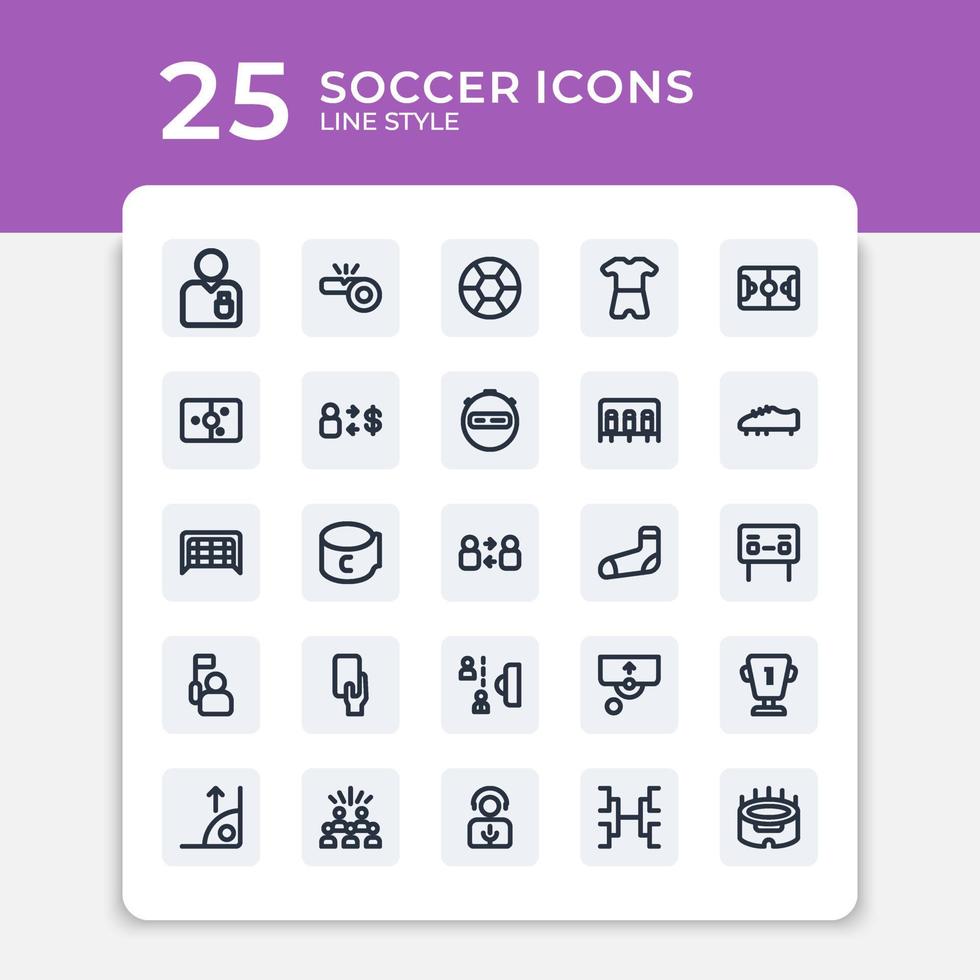 paquete vectorial editable de iconos de línea de fútbol. símbolos de primera calidad. colección de iconos de vector de trazo para concepto, gráficos web y aplicación móvil. signos simples de línea delgada.