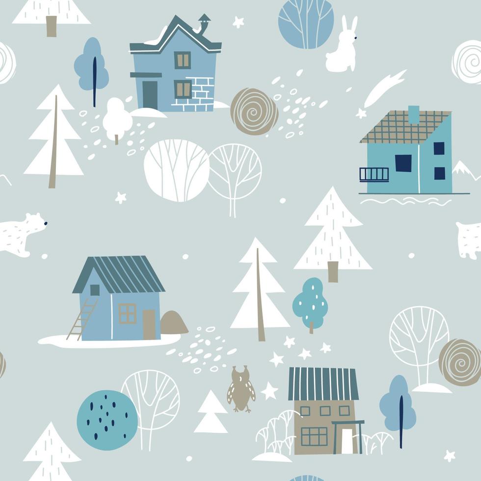 Seamless winter ornament. Wrapping paper pattern. Vector. vector