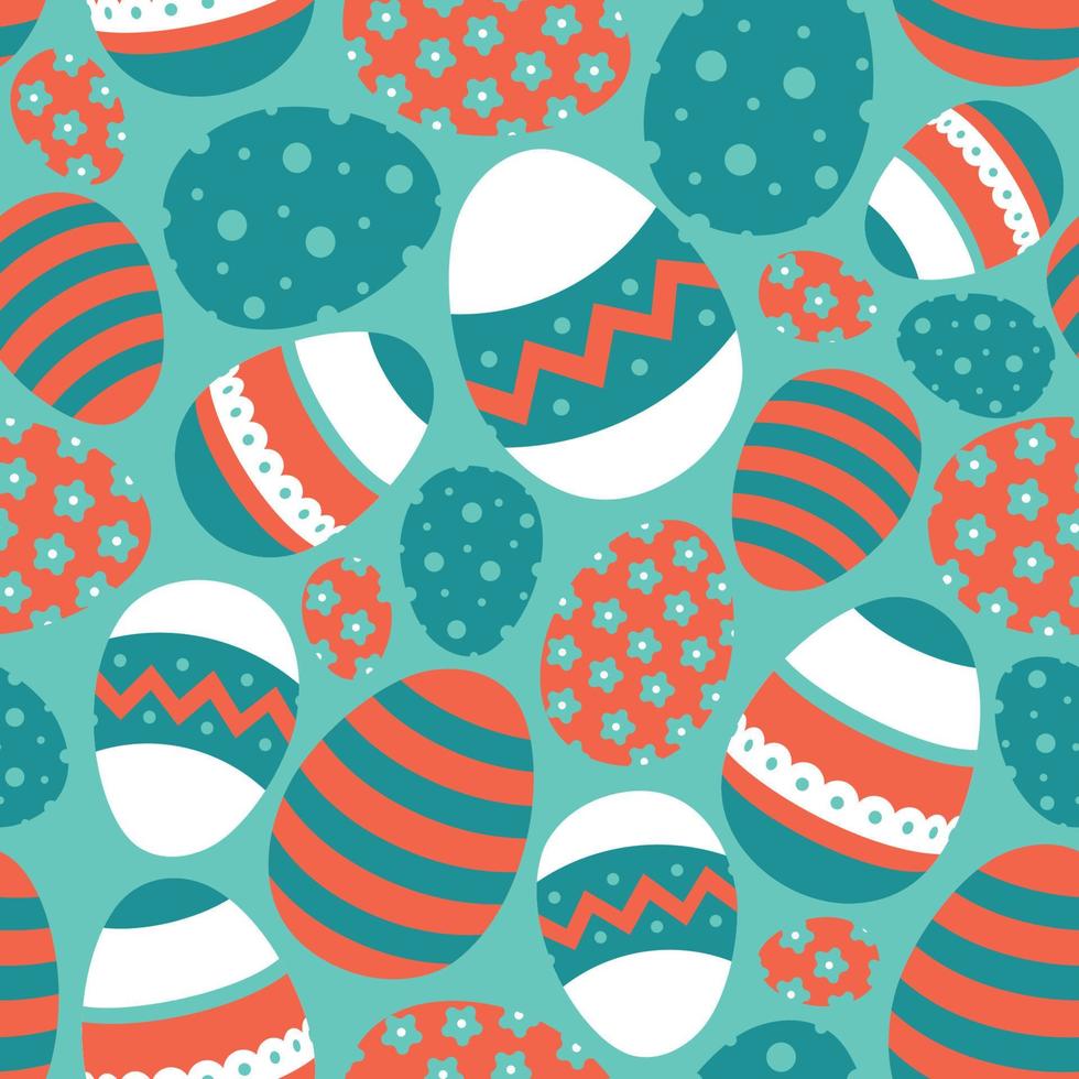 Easter holiday. Easter eggs seamless pattern. Vector image.