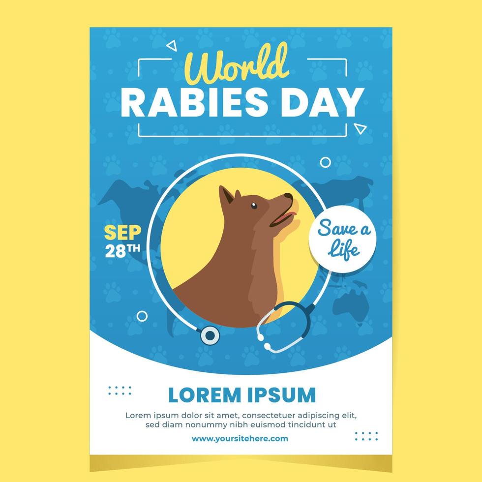 World Rabies Day Poster Template vector