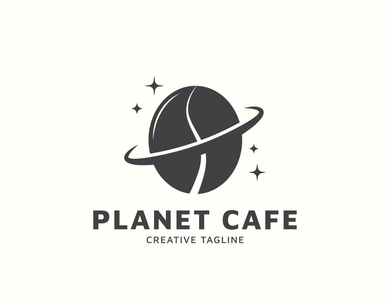 Coffee bean planet cafe logo design vector