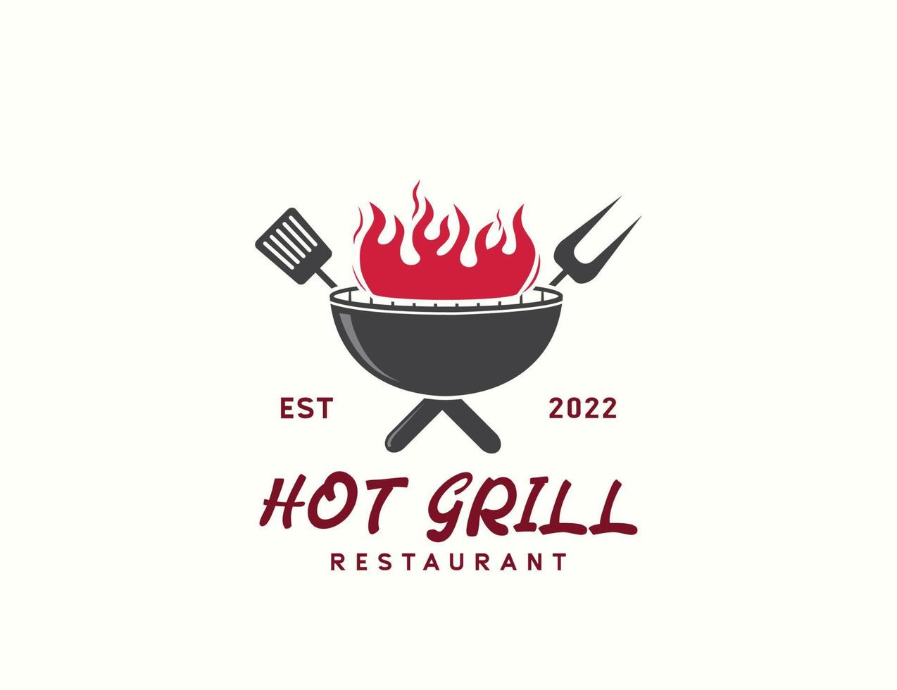 Hot grill logo design vector