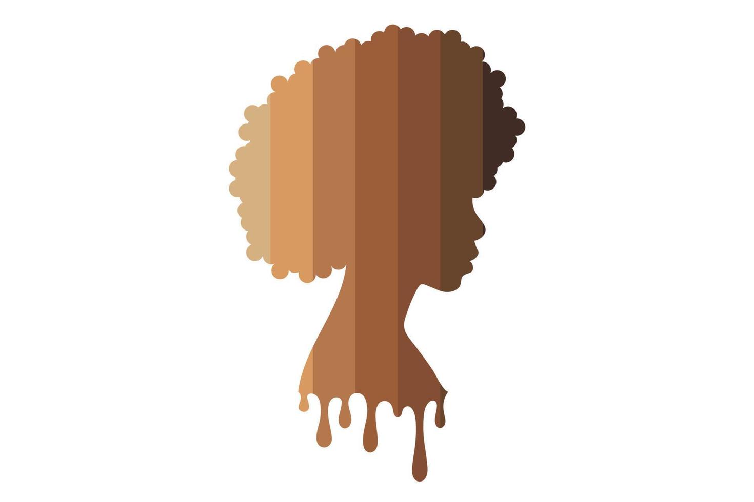 sombra de melanina de mujer afro negra vector