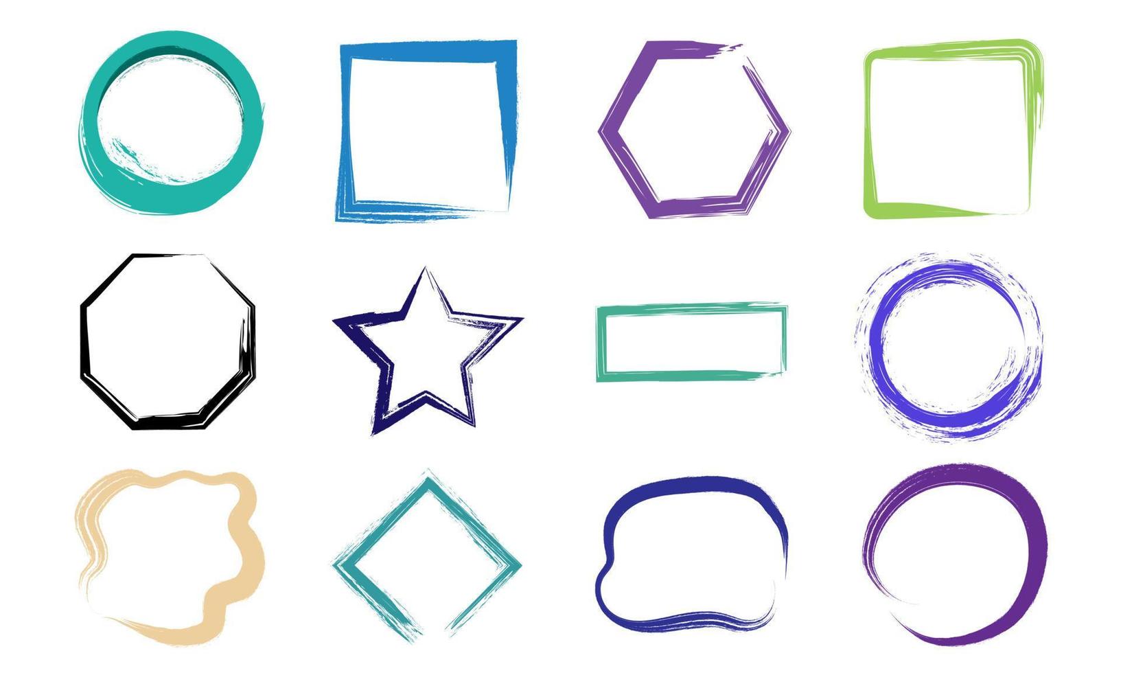 Set of brush stroke frame vector