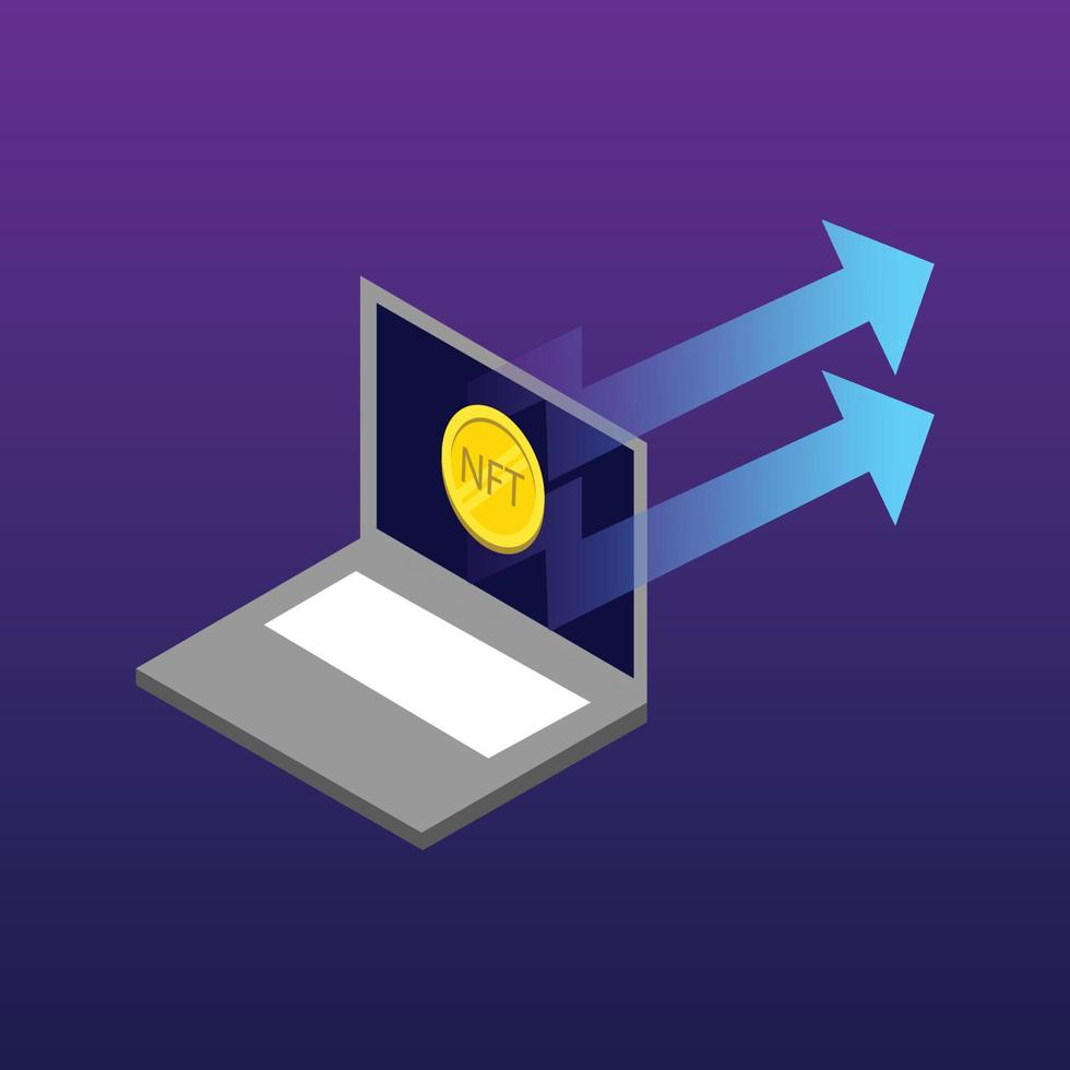 NFT Access from Laptop to Increase Profit Design Illustration vector